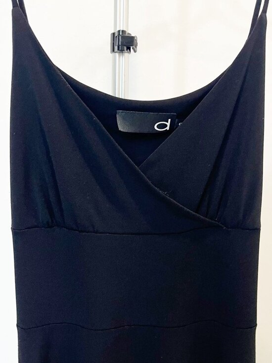 Vintage Black Camisole Slip Midi Dress Y2K 90s Whimsigoth Party - Size 9 - Picture 3 of 8